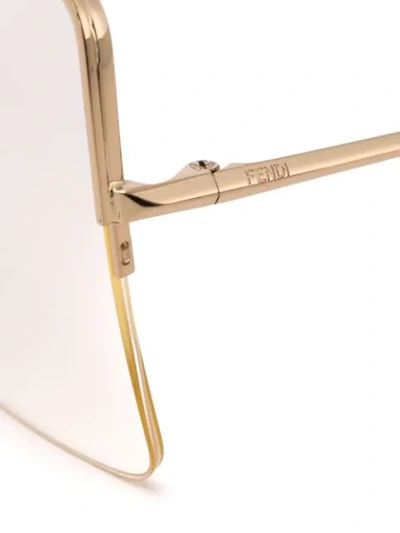 Shop Fendi Half-rim Square Frame Glasses In Gold