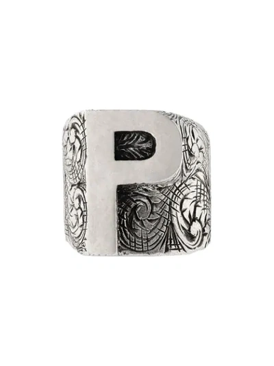 Shop Gucci P Letter Ring In Silver