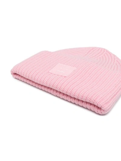 Shop Acne Studios Face-patch Knitted Beanie In Pink