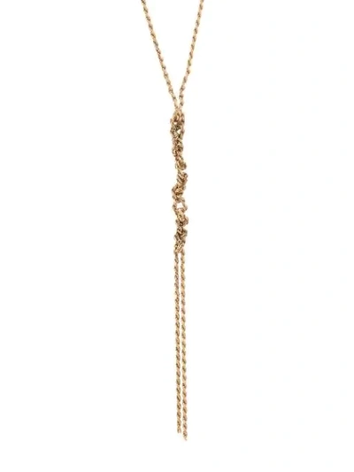 Shop Emanuele Bicocchi Knotted Drop Necklace In Gold