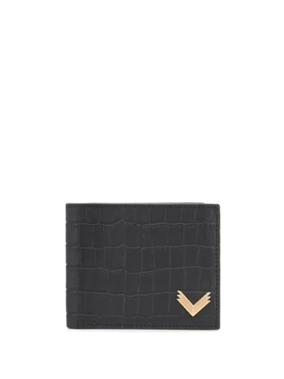 Shop Manokhi Crocodile Embossed Leather Wallet In Black