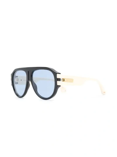 Shop Gucci Round-frame Sunglasses In Black