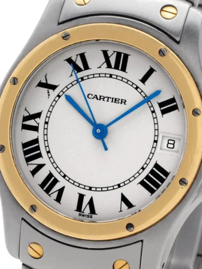 Pre-owned Cartier 1985  Santos 1910 33mm In Silver