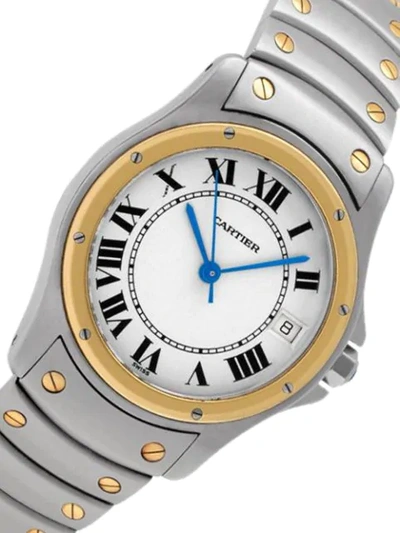 Pre-owned Cartier 1985  Santos 1910 33mm In Silver