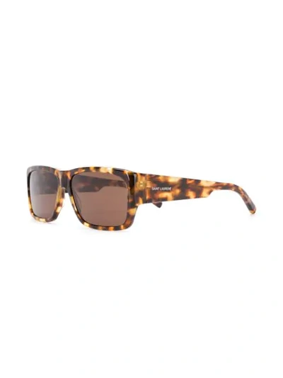 Shop Saint Laurent Rectangular-shaped Sunglasses In Brown