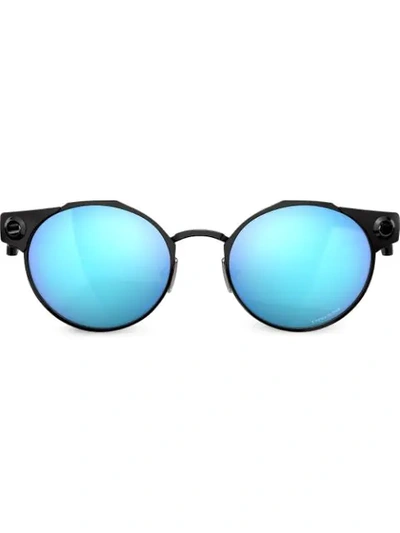 Shop Oakley Deadbolt Round Frame Sunglasses In Black