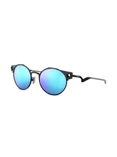 Shop Oakley Deadbolt Round Frame Sunglasses In Black