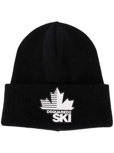 Shop Dsquared2 Maple Leaf Ski Beanie In Black