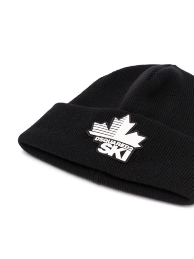 Shop Dsquared2 Maple Leaf Ski Beanie In Black