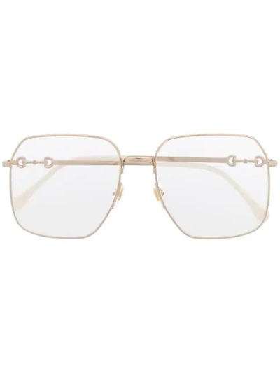 Gucci Square-frame Oversized Glasses In Gold