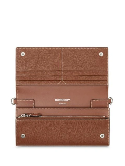 Shop Burberry Logo Strap Wallet In Brown