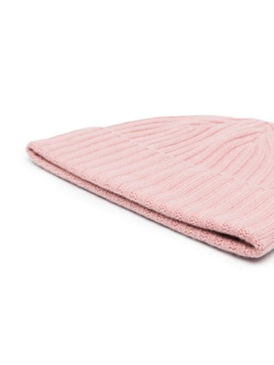 Shop N•peal Ribbed Cashmere Beanie Hat In Pink