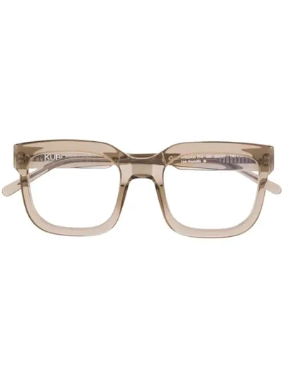 Shop Kuboraum Transparent Square Frame Glasses In Neutrals