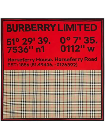 Shop Burberry Montage-print Square Scarf In Red