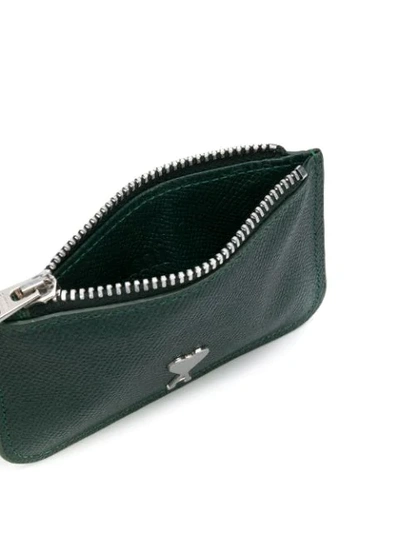 Shop Ami Alexandre Mattiussi Zipped Leather Coin Pouch In Green