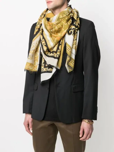 Shop Versace Barocco Print Scarf In Neutrals