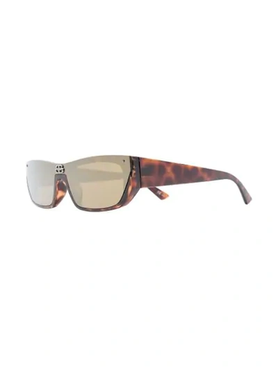 Shop Balenciaga Shield Rectangular-frame Sunglasses In Brown