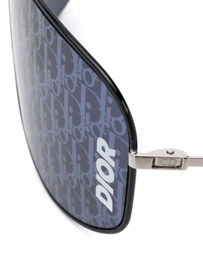 Shop Dior Logo Embossed Aviator Sunglasses In Black