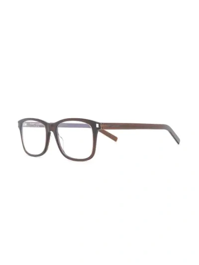 Shop Saint Laurent Rectangle Glasses In Brown