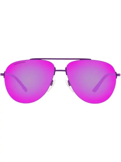 Shop Balenciaga Bb0013s Aviator-frame Sunglasses In Purple