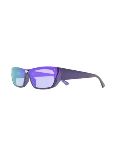 Shop Balenciaga Shield Rectangular-frame Sunglasses In Purple