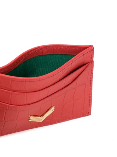 Shop Manokhi Crocodile-embossed Leather Cardholder In Red