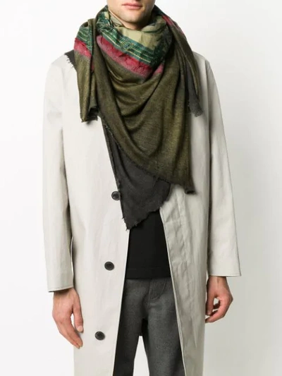 Shop Avant Toi Belt Print Scarf In Green