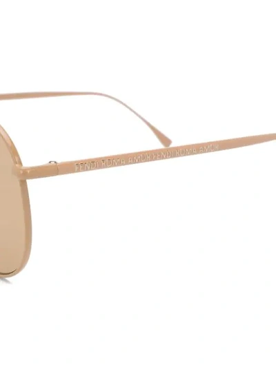 Shop Fendi Aviator Frame Sunglasses In Neutrals