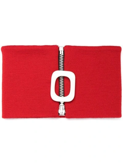 Shop Jw Anderson Zip-fastening Ribbed-knit Scarf In Red