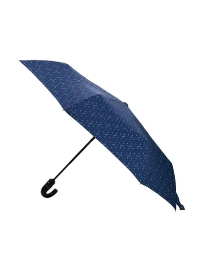 Shop Moschino Floral Print Umbrella In Blue