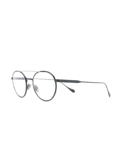 Shop Giorgio Armani Logo Round Glasses In Black