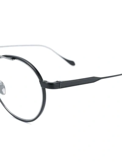 Shop Giorgio Armani Logo Round Glasses In Black