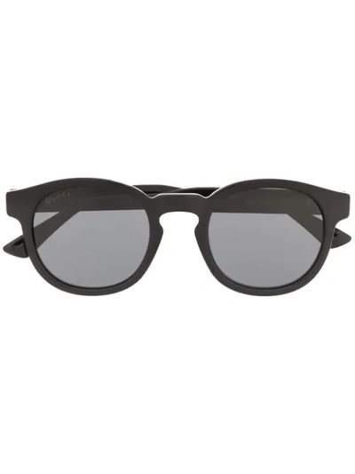 Shop Gucci Logo Plaque Sunglasses In Black