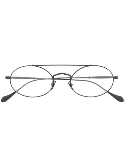 Shop Giorgio Armani Round Aviator Glasses In Black