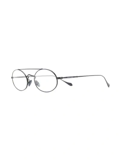 Shop Giorgio Armani Round Aviator Glasses In Black