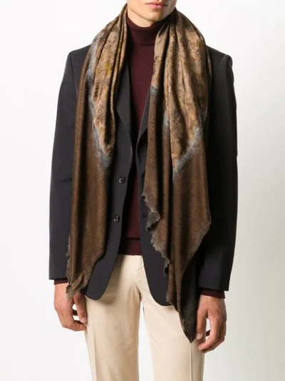 Shop Avant Toi Floral Print Scarf In Brown