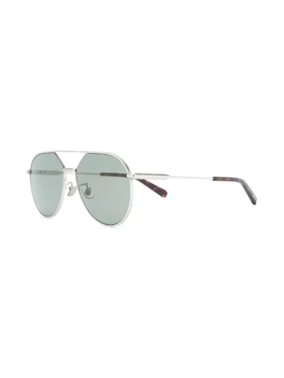 Shop Brioni Double Nose Bridge Sunglasses In Silver