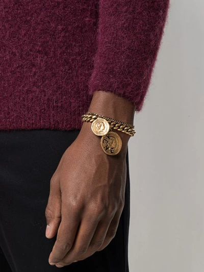 Shop Acne Studios Vintage Coin Chunky Chain Bracelet In Gold