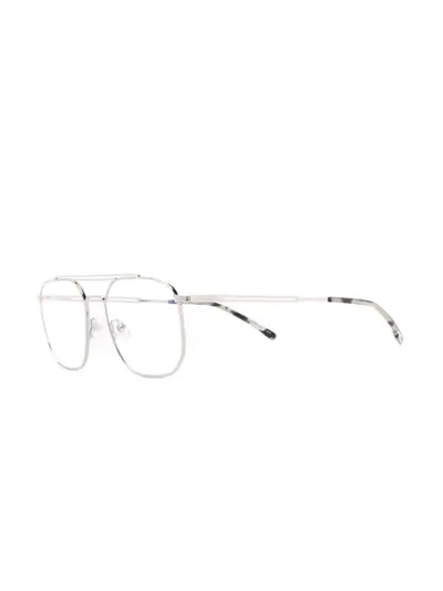 Shop Lacoste Aviator Framed Glasses In Metallic