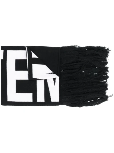 Shop Vetements Logo-jacquard Fringed Scarf In White