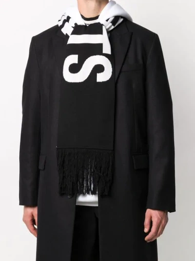 LOGO-JACQUARD FRINGED SCARF