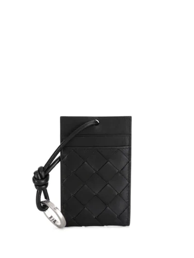 Shop Bottega Veneta Intrecciato Neck-strap Cardholder In Black