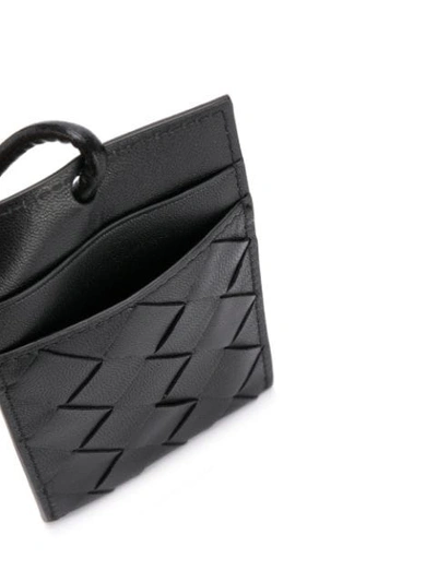 Shop Bottega Veneta Intrecciato Neck-strap Cardholder In Black