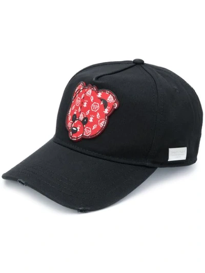 Shop Philipp Plein Teddy Bear Patch Baseball Cap In Black