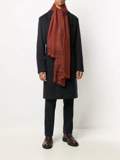 Shop Mackintosh Check-pattern Scarf In Brown