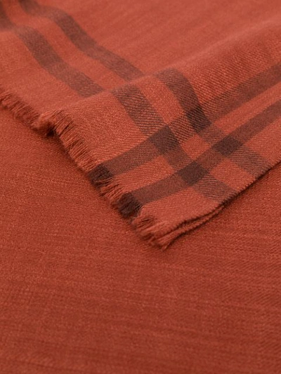 Shop Mackintosh Check-pattern Scarf In Brown