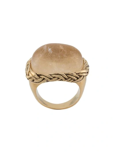 Shop Goossens Babylone Braided Crystal Ring In Gold
