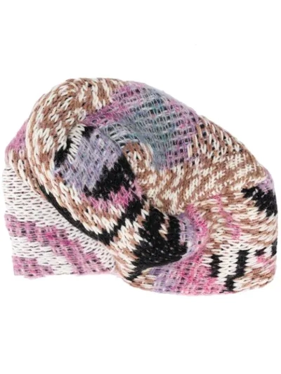 Shop Missoni Contrast Knitted Hat In Pink