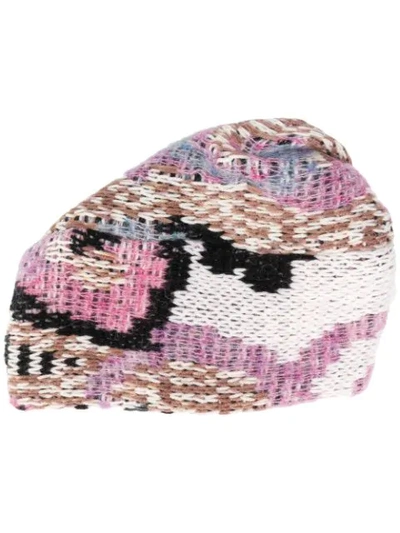 Shop Missoni Contrast Knitted Hat In Pink