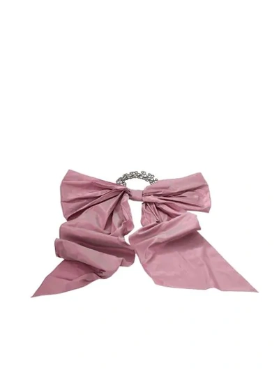 Shop Oscar De La Renta Taffeta Bow Choker In Pink